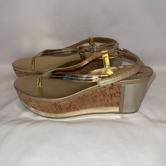 Prada cork wedge sandals with dust bag - Picture 3 of 4